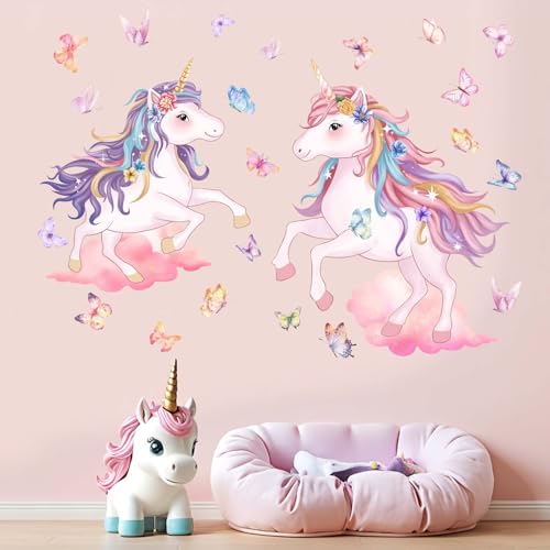 Unicorn Cloud Wall Decals for Girls: Peel and Stick Vinyl Wall Stickers for Baby Room Nursery Girl Bedroom - 1-12 Years Wall Decor