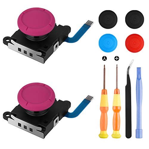 inRobert Juego de Herramientas de reparaci¨®n de Joystick Anal¨®gico 3D de reemplazo de Joystick para el Controlador Joy-con de Nintendo Switch, 4 Tapas de Joystick adicionales (Rojo)