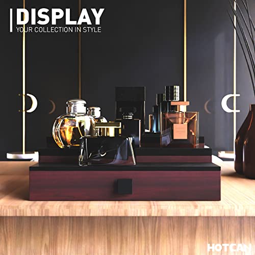Hotcan Wooden Cologne Organizer For Men - 3 Tier Perfume Organizer With Drawer And Hidden Compartment - Perfect For Organizing And Storing Colognes And Accessories - A Great Gift For Men #TOP5
