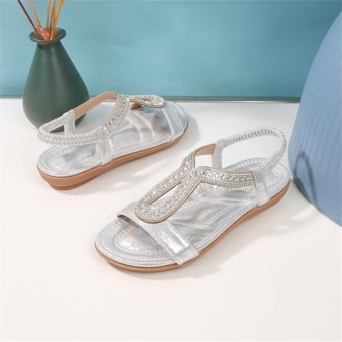 Image of Toddler Girls Sandals Sparkly Rhinestone Girl Shoes Soft Rubber Princess Summer Wedding Party for Little Kid /Big Kid