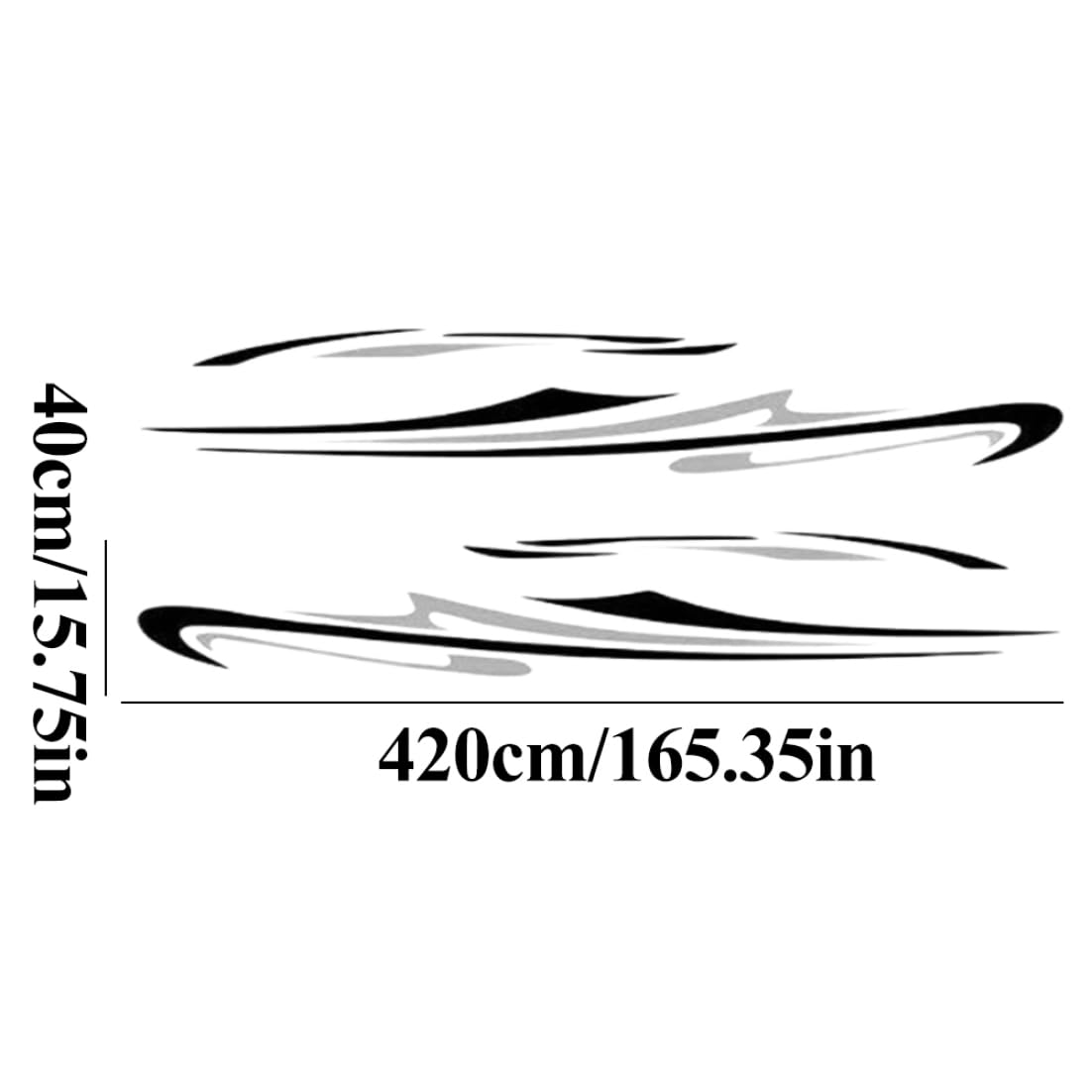 Decalcomanie per adesivi per auto 2 pezzi Strisce Adesivi in ​​vinile personalizzati Decalcomanie decorative per per sportivi per roulotte Nero Grigio