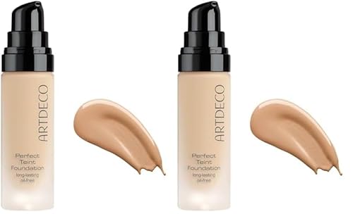 ARTDECO Perfect Teint Foundation - langanhaltende, flüssige Foundation ohne Öl und ohne Maskeneffekt - 1 x 20 ml (Packung mit 2)