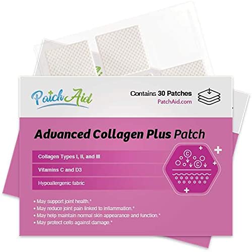 Patch Aid Advanced Collagen Plus - 30 Daily Topical Patches. 100% Natural & Vegan. Allergy & Filler Free. High Absorption and More bioavailable. Suitable for Sensitive stomachs & bariatric.