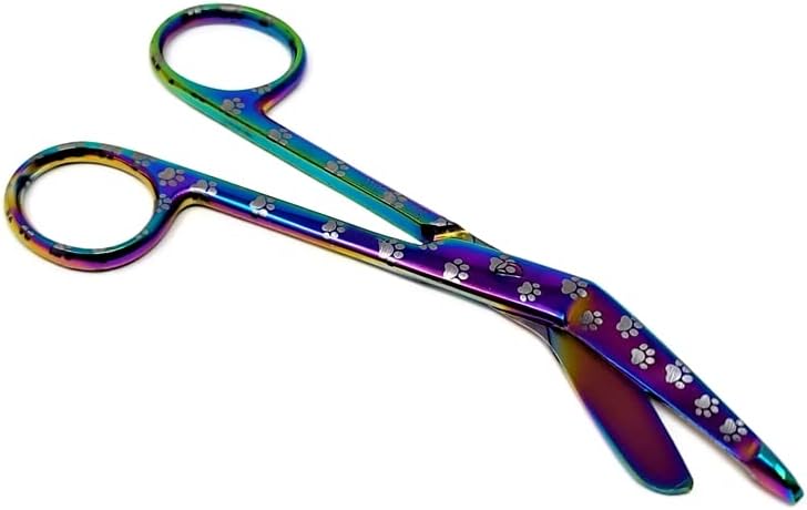 Lister Bandage Scissors 5.5" Nurse Vet Tech Gift - Made of Stainless Steel - First Aid, Used For Cutting Gauze, Tape, Clothing Bandages, Vet Wrap Adhesive Removal (Multicolor Paws)