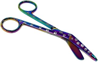 Lister Bandage Scissors 5.5" Nurse Vet Tech Gift - Made of Stainless Steel - First Aid, Used For Cutting Gauze, Tape, Clothing Bandages, Vet Wrap Adhesive Removal (Multicolor Paws)
