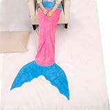 BATTOP Pink Mermaid Tail Super Soft Blanket Crystal Velvet Lovely Gift for kids (Child, Pink)