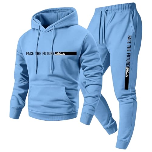 Mens Sweat Suits 2 Piece Set Fleece Hoodie Match Sweatpants Activewear - image 2