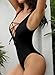 SHEKINI Women Deep V Neck Sexy Lace Up One Piece Swimsuit Backless Bathing Suits (Medium, Manhattan Black)