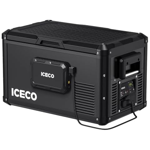 ICECO VL35 ProS Portable Fridge with Multi-directional lid, 35 Liters 12V refrigerator powered by SECOP, 12/24V DC & 110-240V AC, 0°F to 50°F, Car, RV, Truck, Trip Use, (VL35ProS+Magnetic Battery) Cover