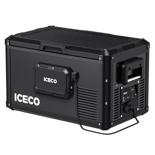 Image of ICECO VL35 ProS Portable Fridge with Multi-directional lid, 35 Liters 12V refrigerator powered by SECOP, 12 /24V DC & 110-240V AC, 0F to 50F, Car, RV, Truck, Trip Use, (VL35ProS+Magnetic Battery)