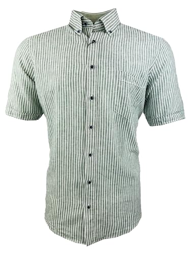Chemise à manches courtes homme anti-transpiration coupe ample à rayures vertes
