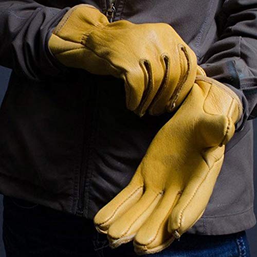 AMERICAN FUR MEN`S FULL GRAIN TAN DEERSKIN LEATHER GLOVES LINED 40 GRAM