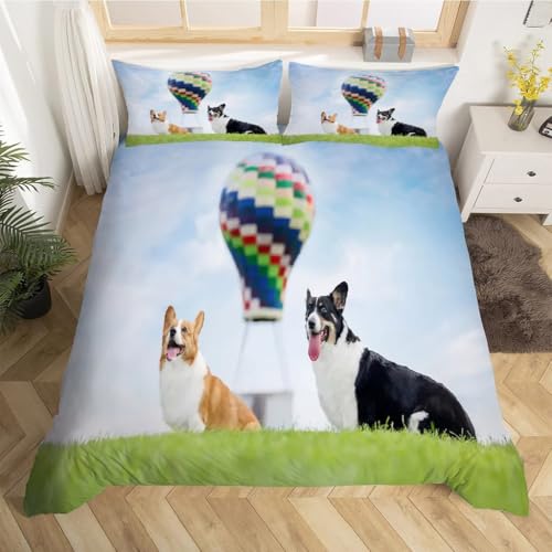 Housse de couette 200x200 montgolfière en microfibre douce avec fermeture éclair solide