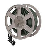 Suncast Sidewinder Wall Mount Garden Hose Reel, 100 Feet Capacity for 5/8 Inch Standard Vinyl Hosepipe, Light Taupe – Resin Water Line Holder for Lawn, Gardening and Outdoor Watering