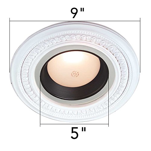 Renovators Supply Manufacturing Recessed Lighting Trim 9 In. Wide White Polyurethane Decorative Recessed Ceiling Light Trims #TOP2
