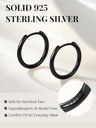 Image of Silvora 14K Gold Plated Huggie Hoop Earrings for Women, Small Sterling Silver Hoops, Hypoallergenic Cartilage Earrings for Sensitive Ears 8 /10 /12 /14 /16 /18 /20MM