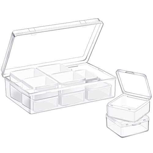 Image of Blulu 13 Pieces Small Bead Organizers Plastic Bead Storage Containers with Lids Mini Clear Storage Cases Transparent Craft Boxes for Jewelry Diamonds DIY Art Craft Accessory(1.5 x 1.5 x 0.7 Inch)