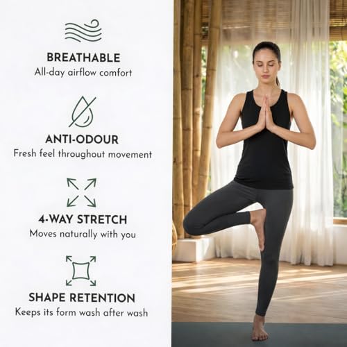 Image of HEELIUM Bamboo Women's Tank Top | Ultrasoft 3X Softer Than Cotton | Anti-Odour Sleeveless Activewear for Gym, Yoga & Running