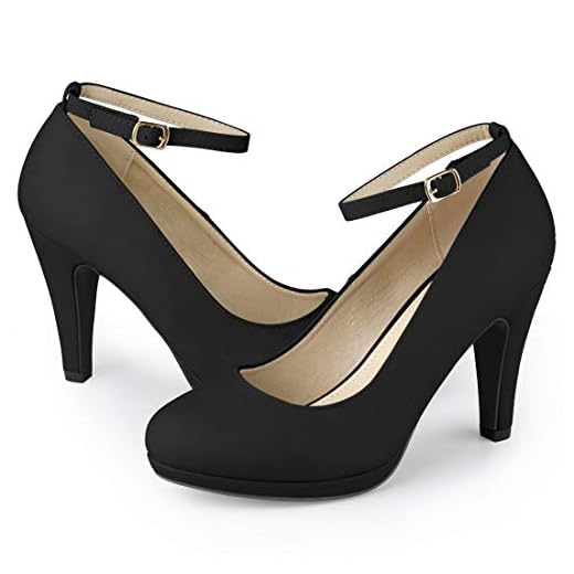 Allegra K Women's Round Toe Stiletto Heel Ankle Strap Black Pumps - 8 M US
