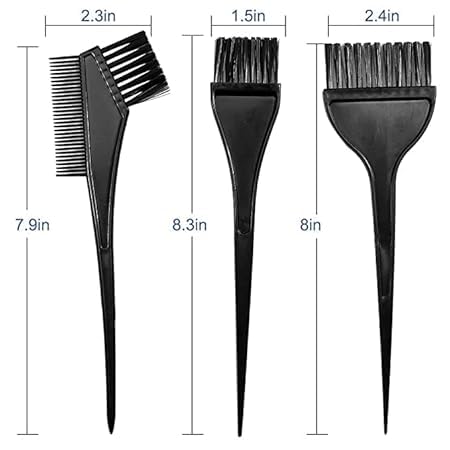 Image of Professional Hair Coloring Dyeing Kit with Mixing Bowl and 3 Application Brushes, Black