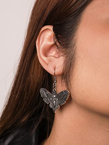 Sacina Gothic Goth Grunge Butterfly Luna Moth Skull Earrings, Gothic Emo Punk Grunge Earrings, Goth Jewelry, Halloween Christmas Jewelry Gift For Women3