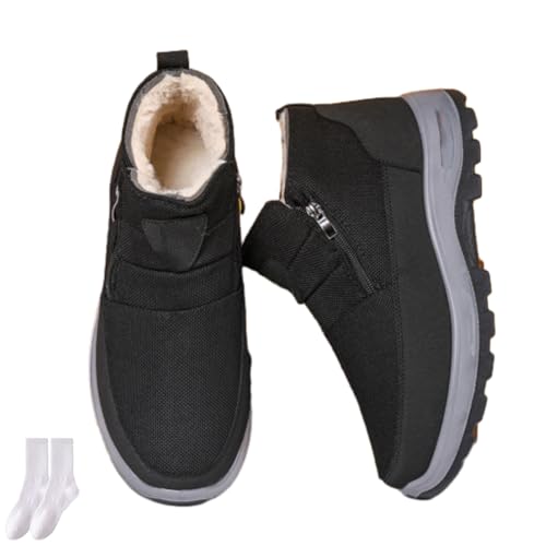 GAGFDA Botas de nieve cálidas con forro polar para hombre, con cremallera lateral, botas de senderismo para hombre, ligeras y cómodas, ortopédicas, antideslizantes, con forro de piel térmica, zapatos