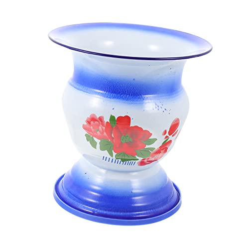Beaupretty 1 セット エナメル スピットン ジャー ビンテージ ホーム便器 シート 大人用携帯トイレ キャンプ用携帯トイレ ポータブル小便器 家庭用尿ポット 装飾的な高足つばき 鉄 Blue
