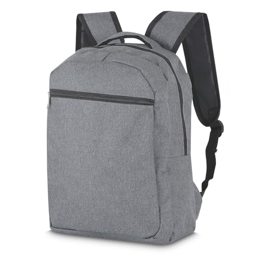 Mochila Unisex de 13 Litros Com Compartimento P/Notebook 15.6 Polegadas, Poliéster 300D, 2 Bolsos com Zíper, Alça Ajustável, Uso Escolar e Casual Cinza