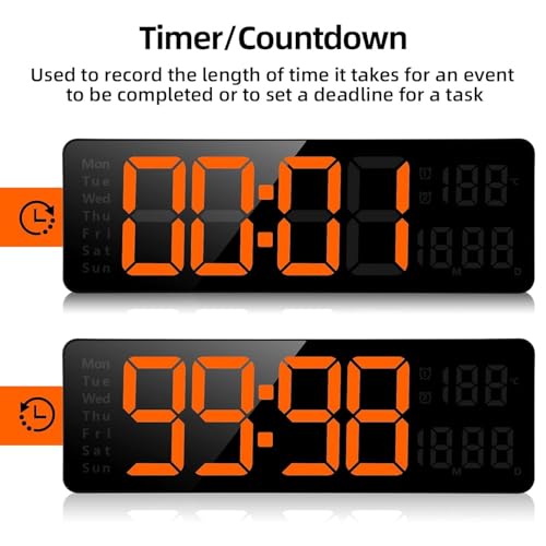 Image of DRUCILA Digital Alarm Clock Wall /Table 16.2 Inch Large LED Display with Date & Week, Remote Control, Adjustable Brightness, Big Wall Clock for Bedroom, Living Room, Office, USB Powered.