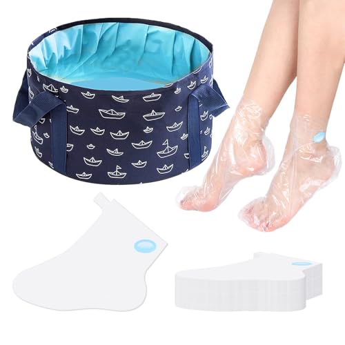 1 Pediluvio Azul Marino, 1 Paquete De Mascarilla Para Pies, Pediluvio, Spa Para Pies, Pediluvio Plegable, Cubo Para Pies