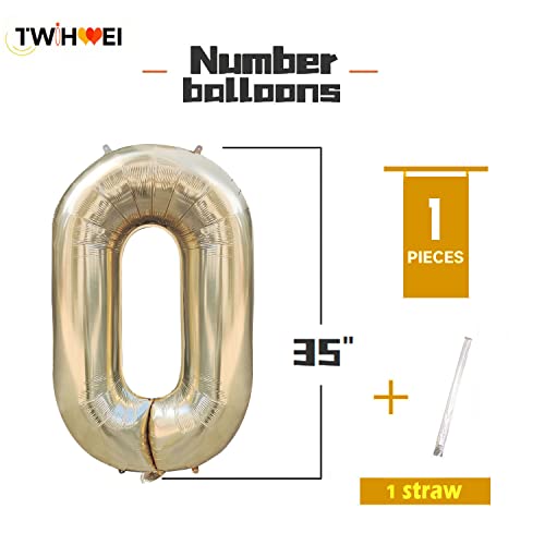Number 0 Balloons White Gold Zero Balloon For 10 Birthday 40 Inches Light Golden Large Numbers 20 Birthday Party Platinum Ballons Beige 0 Digital Neutral Twihwei Gold Balloon 0 #TOP1