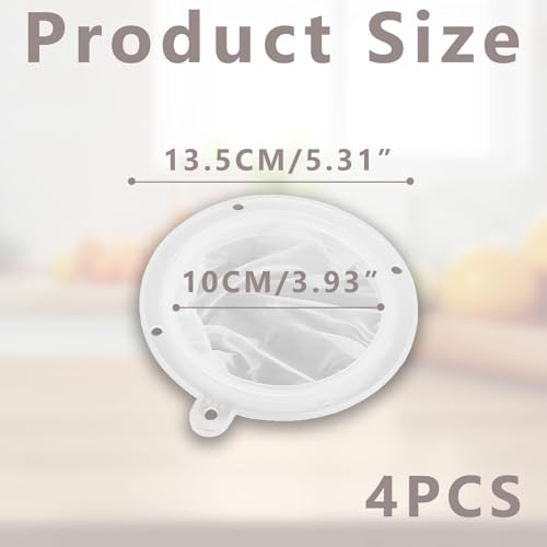 vcsjw Likörfilter 4 Stück,Feines Sieb Filter,200/300/400/450 Mesh Küchensieb,Nylon Sieb Fein,Weinfilter,Trichter Sieb,Kunststoff Feinmaschiger Filter für die Filterung von Milch,Saft,Wein,Sojamilch