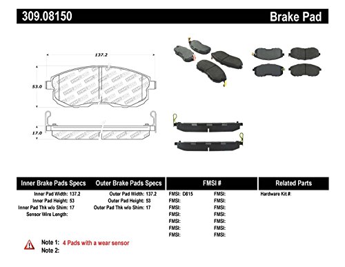 Image of StopTech 309.08150 Sport Brake Pads with Shims and Hardware