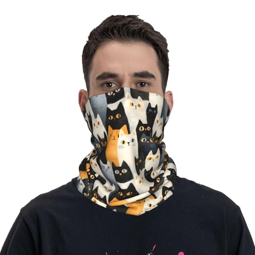Neck Gaiters for Men Women - Kawaii Cat Face Print Head Scarf Balaclava Face Neck Scarf Mask Cover Bandana3