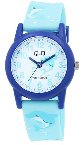 Excellanc Montre pour enfant garçon et fille - Analogique - Étanche - Montre pour enfant à partir de 3 ans (tracteur, dinosaure, etc.), Bleu dauphin