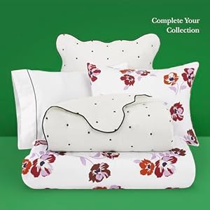 kate spade new york Fall Poppies Full/Queen Comforter Set, 300 Thread Count and 100% Cotton, All Season 3 Piece Reversible Bedding Set, Machine Washable, White and Garnet kate spade new york Fall Poppies FullQueen Comforter Set 300 Thread Count and 100 Cotton All Season 3 Piece Reversible Bedding Set Machine Washable White and Garnet