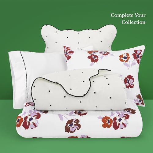 kate-spade-new-york-Fall-Poppies-FullQueen-Comforter-Set-300-Thread-Count-and-100-Cotton-All-Season-3-Piece-Reversible-Bedding-Set-Machine-Washable-White-and-Garnet kate spade new york Fall Poppies FullQueen Comforter Set 300 Thread Count and 100 Cotton All Season 3 Piece Reversible Bedding Set Machine Washable White and Garnet