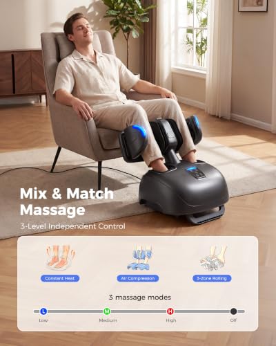 Image of EaseZen Calf and Foot Massager with Heat, 2 in 1 Detachable for Neuropathy