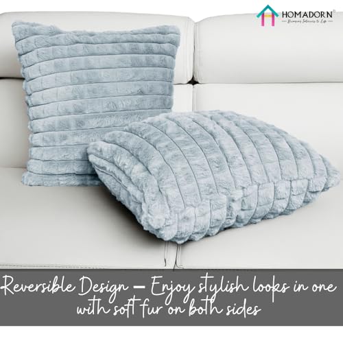 Image of HOMADORN Luxury Plush Fur Reversible Cushion Cover Ultra Soft & Cozy (Pack of 2)