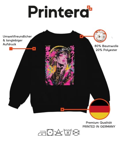 Printera Anime Girl Japonais Manga Sweat-shirt pour enfant, Noir , 116 – vue 4