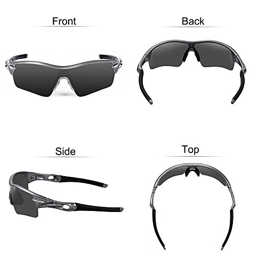 V VILISUN Lunettes de Cyclisme Lunettes de VTT/Lunettes de Soleil de Sport/Lunettes Polarisées pour Cyclisme, Conduite, Moto avec 5 Verres Interchangeables Anti-UV - Image 4