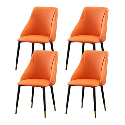 SJIALEN 4pcs Kitchen Dining Chairs, with Metal Legs Counter Chairs Living Room Bedroom Lounge Water Proof PU Leather Side Chair Kitchen Chair (Color : Orange)
