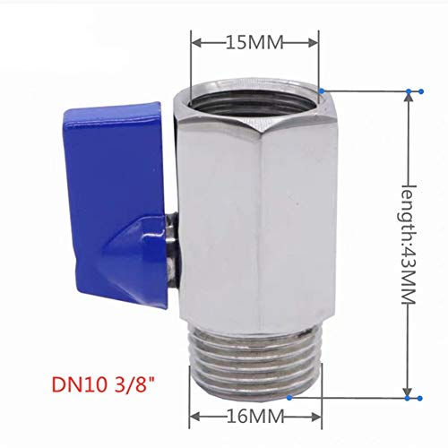 Mini robinet à bille 3/8 en acier inox 304 avec poignée bleue - 5
