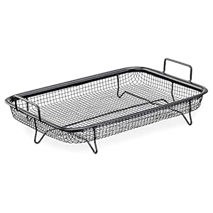 Navaris Grill Basket Grid for Oven, 32 x 22.5 cm, Stainless Steel Grill Basket, Bowl for Chips, Vegetables, Chicken Nuggets, Non-Stick Coating