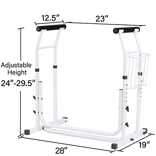 Vaunn Medical Bathroom Adjustable Height Toilet Rail Grab Bar And Commode Safety Frame Handle #TOP5