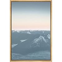 SIGNWIN Framed Canvas Wall Art Blue Wash Out Sunset Over Rocky Mountains Nature Wilderness Photography Realism Modern Scenic Relax/Calm Duotone for Living Room, Bedroom, Office - 16