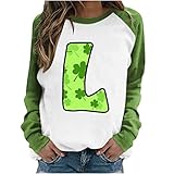 Damen St. Patricks Day Kleeblatt-Sweatshirt Raglanärmel Kleeblatt-Buchstabe Print T-Shirt Irish Rundhals Pullover Tops Teenager Mädchen Oberteile