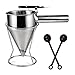 Produktbild Counius Pfannkuchen Teigspender Edelstahl Likörtrichter mit Absatzständer Kegel Batter Trichter 2 Kaffeebohnenlöffel DIY Kochwerkzeuge für Cupcakes Waffeln,Teigportionierer