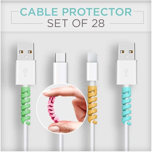 Image of 2PK Charger Cable Protector Spiral Wrap - Flexible Wire Saver Protector for USB Charging Cables, Prevent Cable Break & Fraying (Combo Pack)