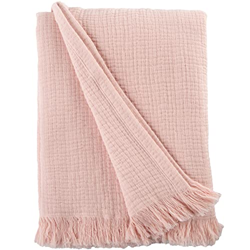 Muslin Throw Blanket for Couch, 100% Cotton, 60x...